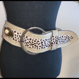 Leopard Stone Belt w/Silver Buckle